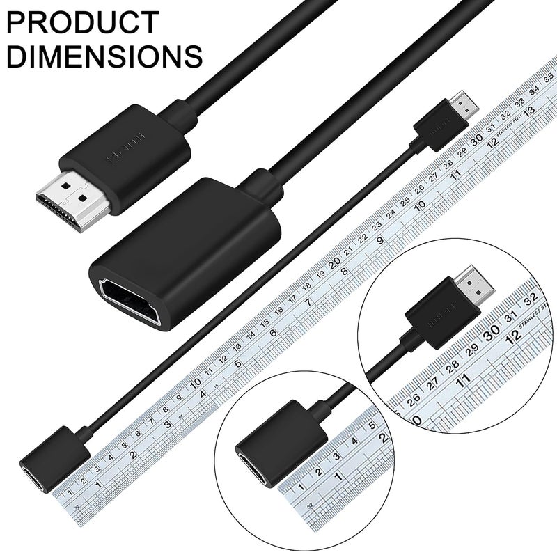 Storite 2 Pack 30cm Short Length Gold Plated HDMI Male to Female Extension Cable for fire tv stick, Laptop/PC,Xbox, PS3/PS4 - (Specially Designed for Wall mountable tv) Black - Image 2