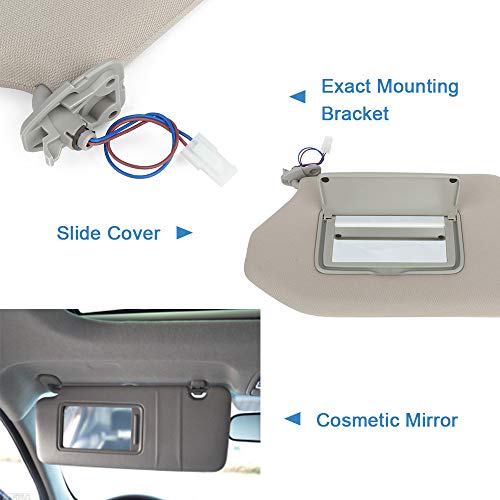 ECCPP 96401-9PB0A Left Driver Side Sun Visor with Mirror Fit for Nissan for Pathfinder 2013-2018, Car Sun Visor Fit for INFINITI for QX60 2014-2017, for INFINITI for JX35 2013 with Sunroof (Gray) - Image 2