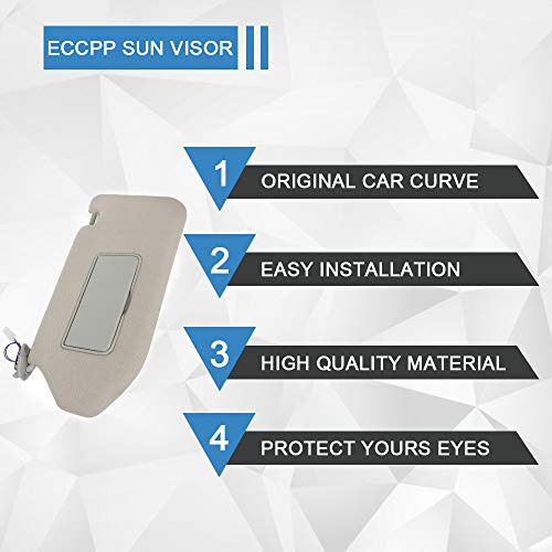 ECCPP 96401-9PB0A Left Driver Side Sun Visor with Mirror Fit for Nissan for Pathfinder 2013-2018, Car Sun Visor Fit for INFINITI for QX60 2014-2017, for INFINITI for JX35 2013 with Sunroof (Gray) - Image 4