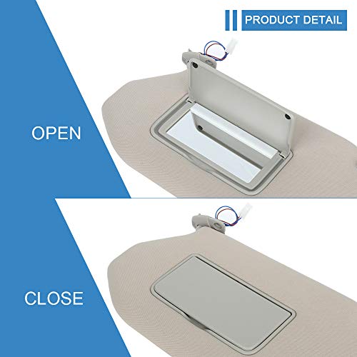 ECCPP 96401-9PB0A Left Driver Side Sun Visor with Mirror Fit for Nissan for Pathfinder 2013-2018, Car Sun Visor Fit for INFINITI for QX60 2014-2017, for INFINITI for JX35 2013 with Sunroof (Gray) - Image 3