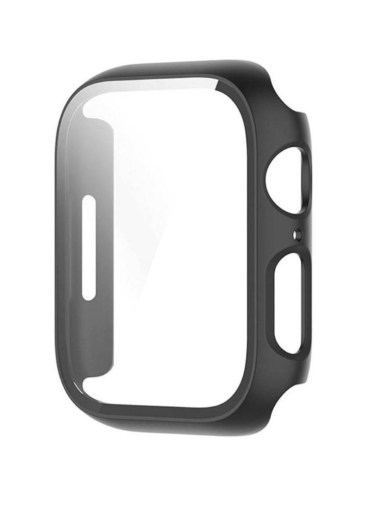 Generic - 2 in 1 PC Frame And Tempered Glass Protector Case For Apple Watch Series 7 41mm Black - Image 1