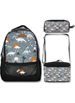 Famebag -Ümit Bag Black Gray Dinosaur School Bag Nutrition and Pencil Bag Set  - Image 1