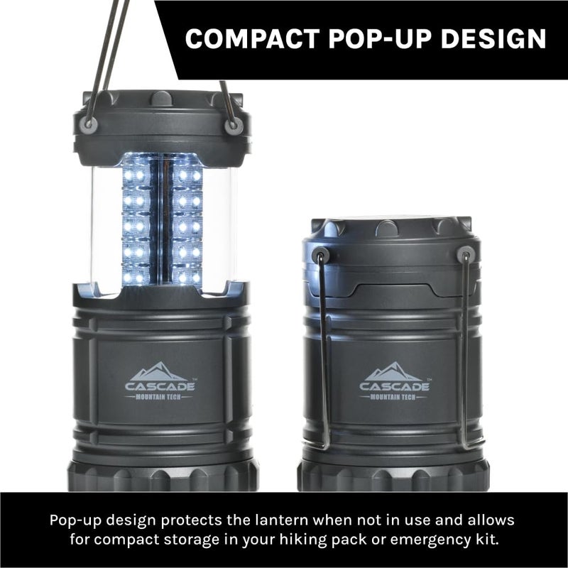 Cascade Mountain Tech 100 Lumen Pop-Up LED Lantern with IPX4 Water Resistance - 2 Pack - Image 5