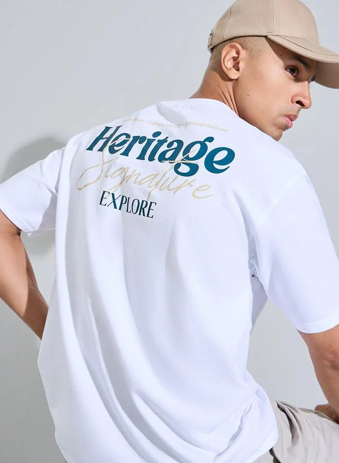 Styli Men Oversize Back typographic print Terry T-shirt
