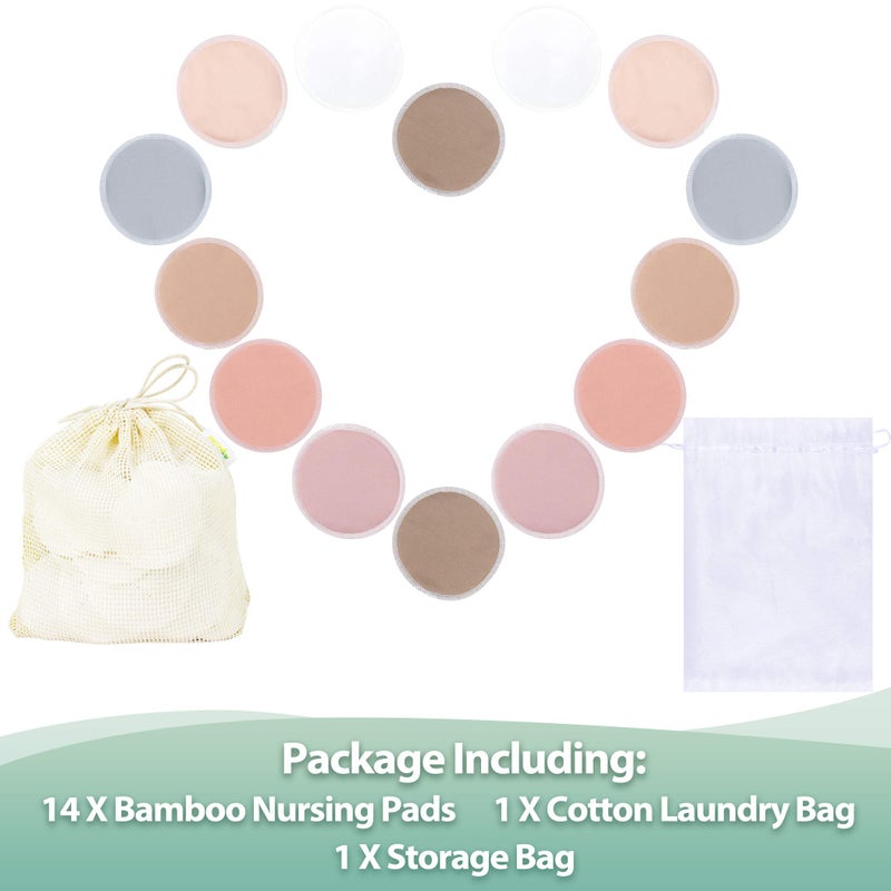 ويجريكو wegreeco Nursing Breast Pads (14 Pack) + Laundry Bag  Travel Storage Bag, 4.7 inch Option - Washable  Reusable Breastfeeding Nursing Pads (Mild, Large) - Image 2