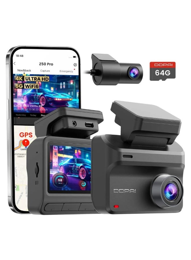 DDPAI Z50 Pro 4K Dash Cam Front and Rear Camera
