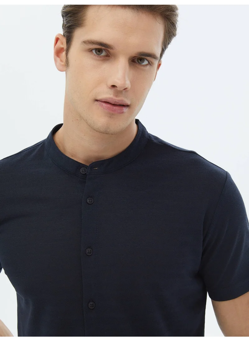 كيب Navy Blue Plain Regular Fit Casual Shirt