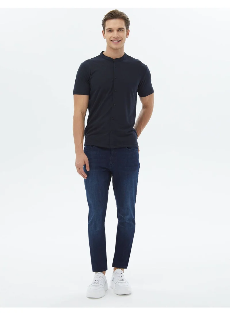 كيب Navy Blue Plain Regular Fit Casual Shirt