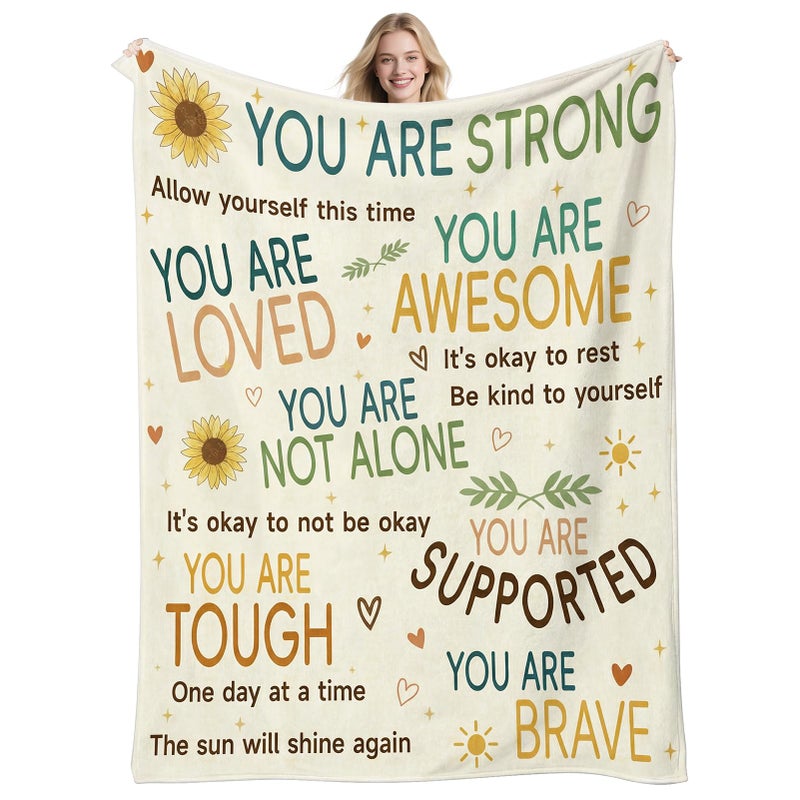 JUKAMO Get Well Soon Gifts for Women Mom After Surgery, Hug Healing Blanket Breast Cancer Care Warm Gift for Patient, Inspirational Encouragement Comfort Thinking of You Present for Friend Men 60â€™â€™x50â€™â€™ - Image 1