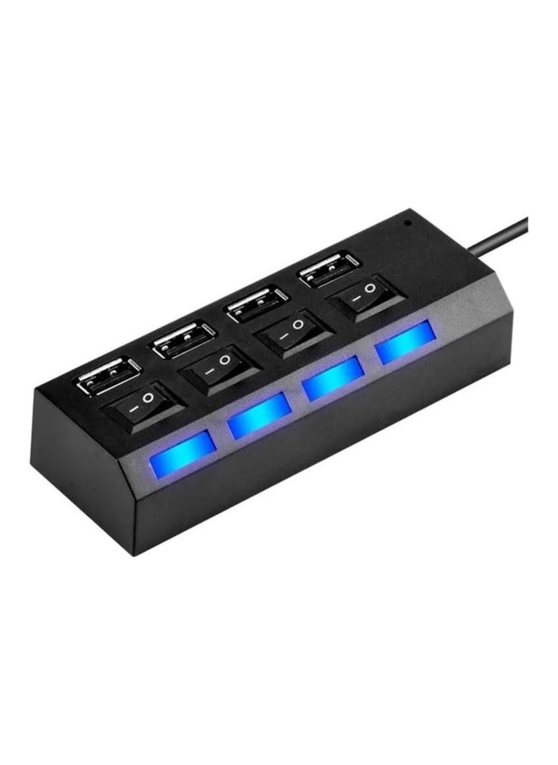 Home Clearance Sale USB HUB 2.0 High Speed 4 Ports Adapter Expander Multi USB Splitter Multiple Extender with LED Lamp Switch for PC Laptop (4P)  - Image 1