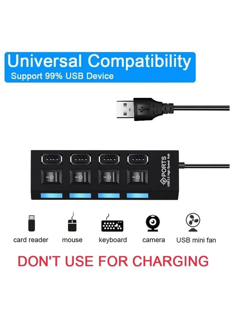 Home Clearance Sale USB HUB 2.0 High Speed 4 Ports Adapter Expander Multi USB Splitter Multiple Extender with LED Lamp Switch for PC Laptop (4P)  - Image 2