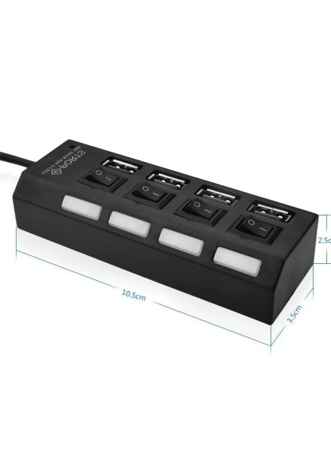 Home Clearance Sale USB HUB 2.0 High Speed 4 Ports Adapter Expander Multi USB Splitter Multiple Extender with LED Lamp Switch for PC Laptop (4P)  - Image 4
