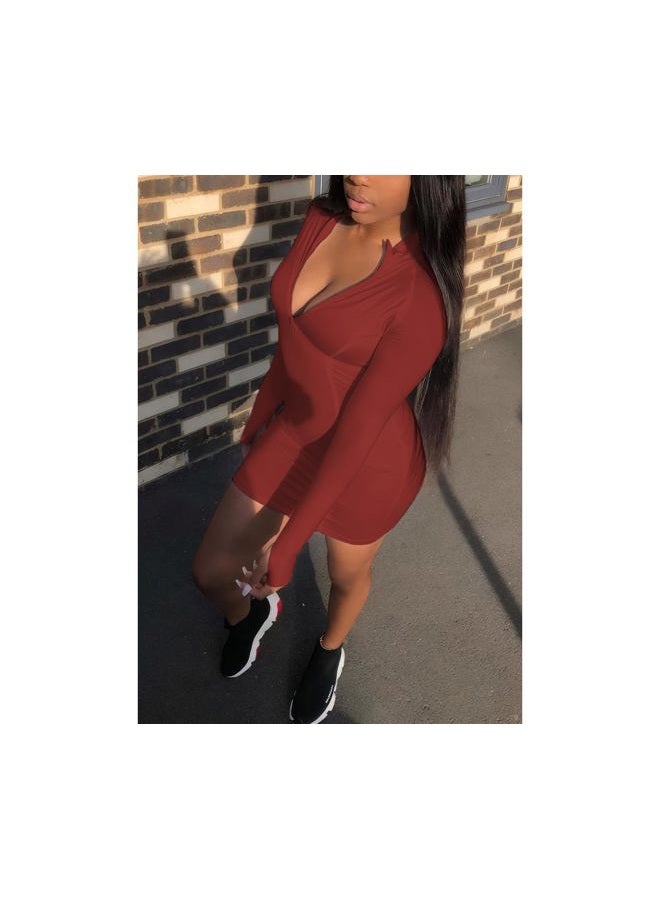 TINYHI Front Zipper Bodycon Dress Party Long-Sleeve Club Dresses, Bl Tie Dye Pink, XXL - Image 3