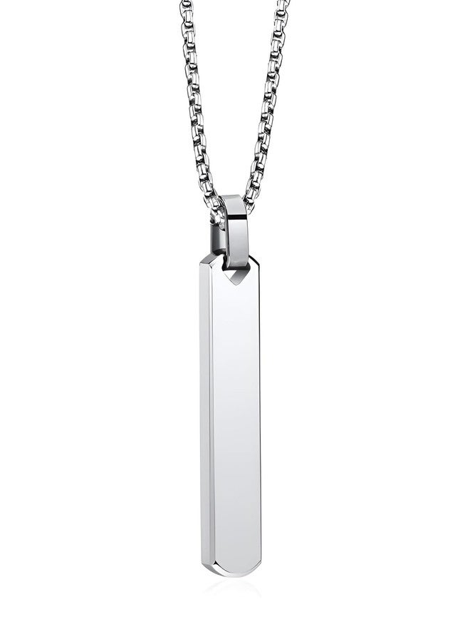 SHAHEEBA Unisex Titanium Steel Bar Pendant Necklace | Non-Fading Box Chain with Geometric Square Bar | Simple Minimalist Long Necklace for Men & Women | Durable Alloy & Titanium Steel Jewelry - Image 1