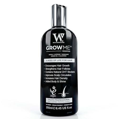 Watermans Grow Me Organic Hair Growth Shampoo for Men Women Strengthening Moisturizing with Biotin Rosemary Caffeine Argan Oil for Fuller ThickerLooking Hair 845 fl oz - Image 1