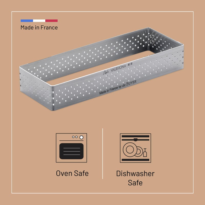 de Buyer Perforated Rectangular Tart Ring - 4.7” x 1.6” x 0.8” - Perfect for Baking Beautifully Crisp Tarts - Easy to Use & Clean - Made in France - Image 4