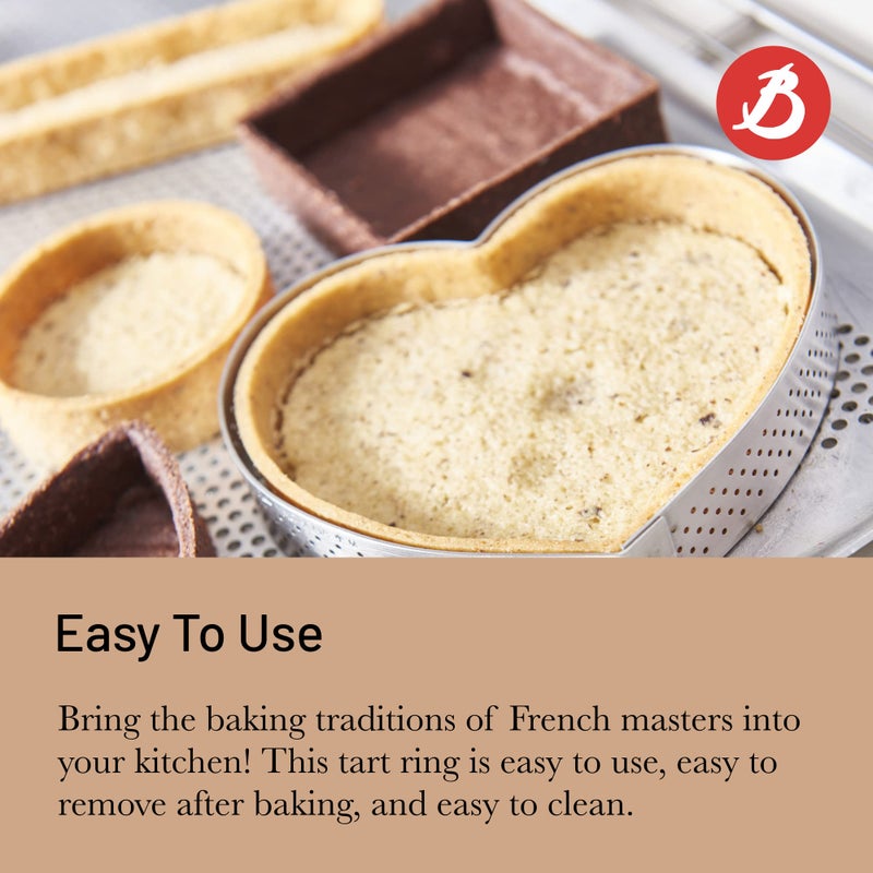 de Buyer Perforated Rectangular Tart Ring - 4.7” x 1.6” x 0.8” - Perfect for Baking Beautifully Crisp Tarts - Easy to Use & Clean - Made in France - Image 5