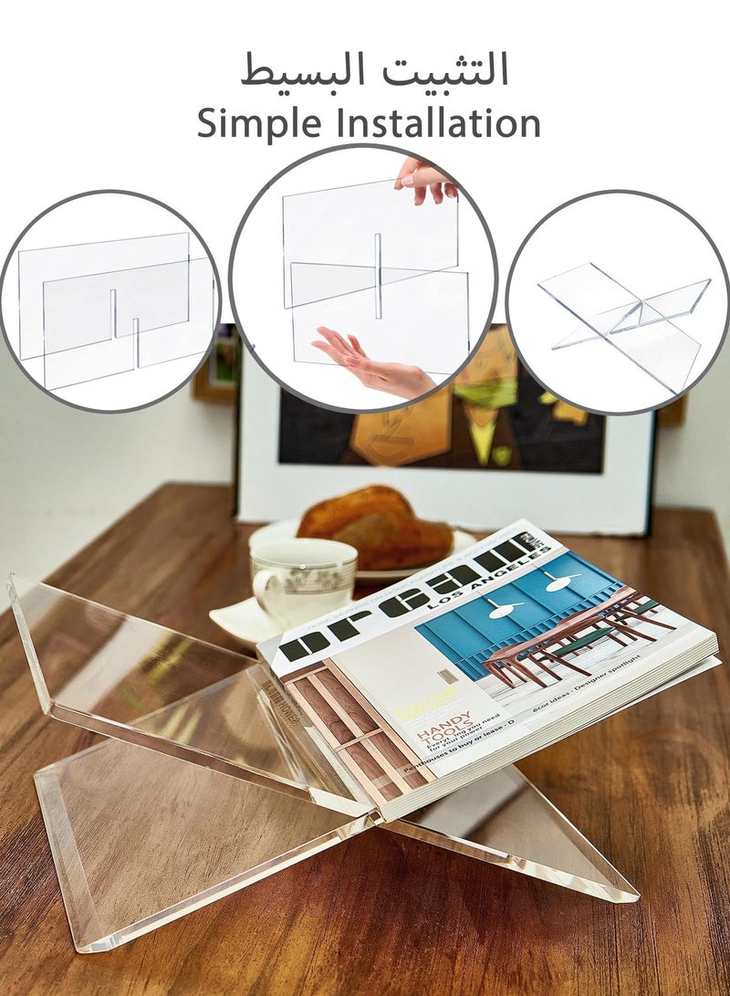 Large Acrylic Book Stand 28x 15.1x 15.5 CM Opening Book Holder, Widen and Thicken Bookstand Display Stand for Quran, Cookbook, Art Book, Magazine and Textbook, Coffee Table Book Stand  - Image 4