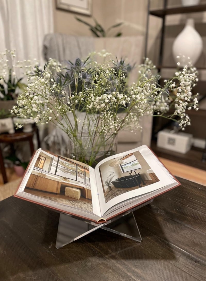 Large Acrylic Book Stand 28x 15.1x 15.5 CM Opening Book Holder, Widen and Thicken Bookstand Display Stand for Quran, Cookbook, Art Book, Magazine and Textbook, Coffee Table Book Stand  - Image 5
