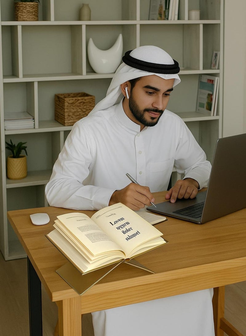 حامل كتب متوسط من الأكريليك 28 × 15.1 × 15.5 سم، حامل كتب كبير من الأكريليك يفتح، حامل عرض حامل الكتب الموسع والسميك للمصحف وكتاب الطبخ والكتاب الفني والمجلات والكتب المدرسية، حامل كتب على طاولة القهوة - Image 5