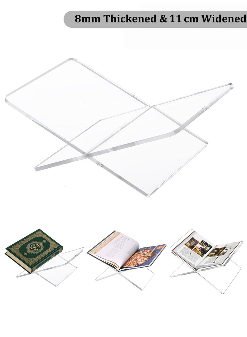 حامل كتب متوسط من الأكريليك 28 × 15.1 × 15.5 سم، حامل كتب كبير من الأكريليك يفتح، حامل عرض حامل الكتب الموسع والسميك للمصحف وكتاب الطبخ والكتاب الفني والمجلات والكتب المدرسية، حامل كتب على طاولة القهوة - Image 1