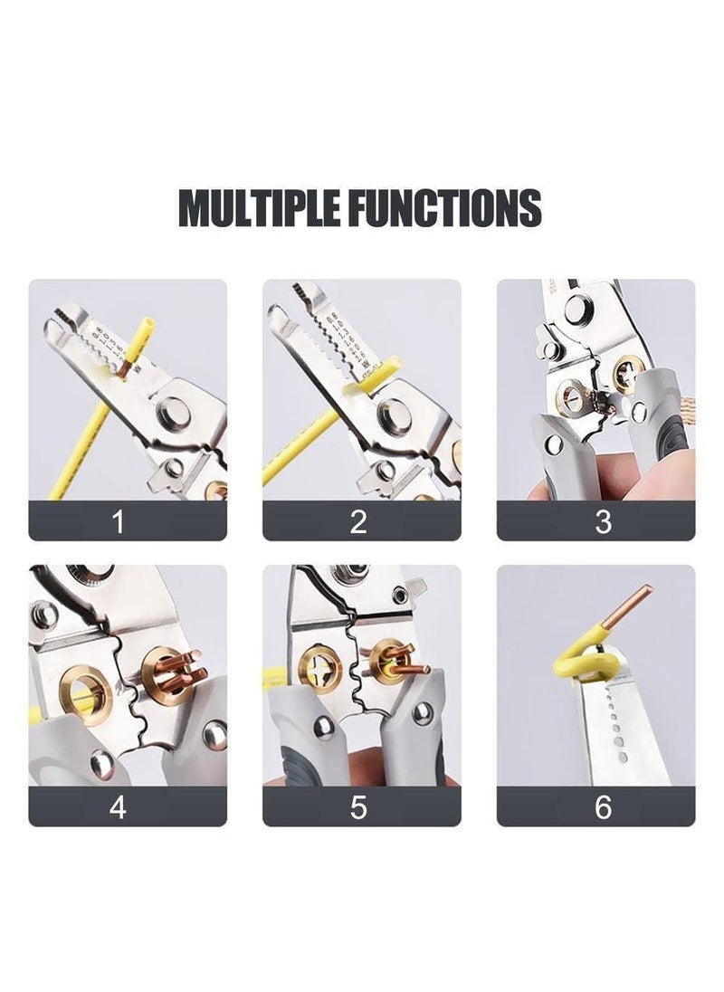 BEUMORO BEUMORO Wire Stripper And Crimping Tool for Electrician Multifunction Stainless Steel Wire Puller Plier 6 In 1 Cable Looping Splitting Electrician Cutting Pliers Electrical Stripping Tool  - Image 4