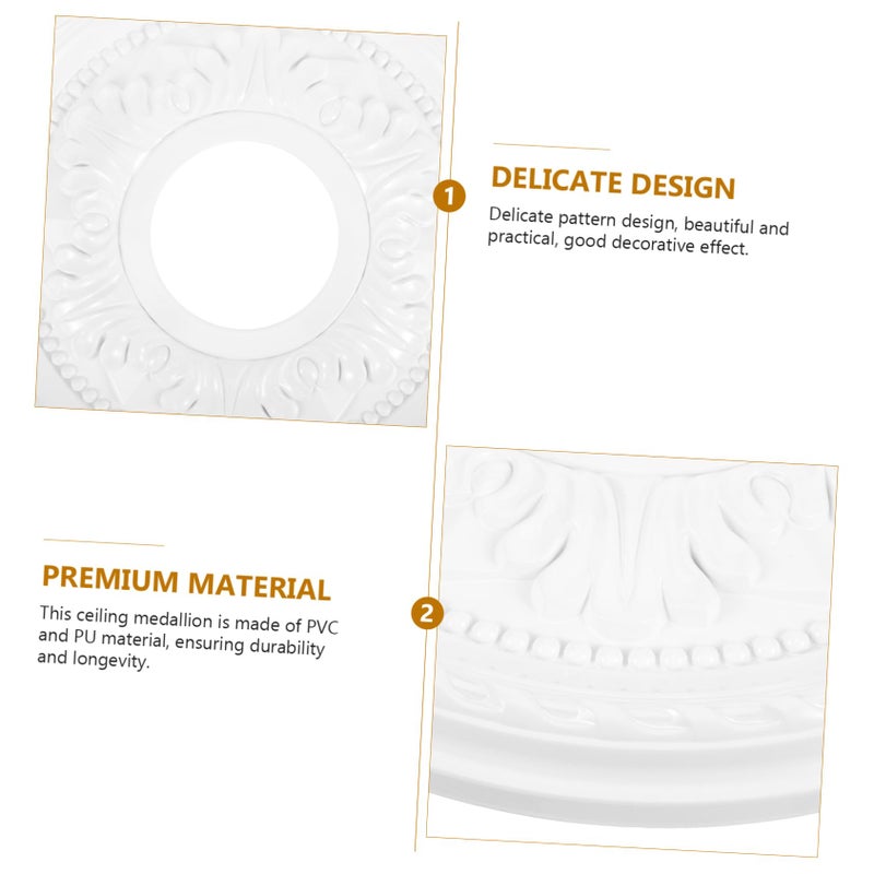 Traditional Round Ceiling Medallion Chandelier Base Easy Install Fixture PVC Material White - Image 4