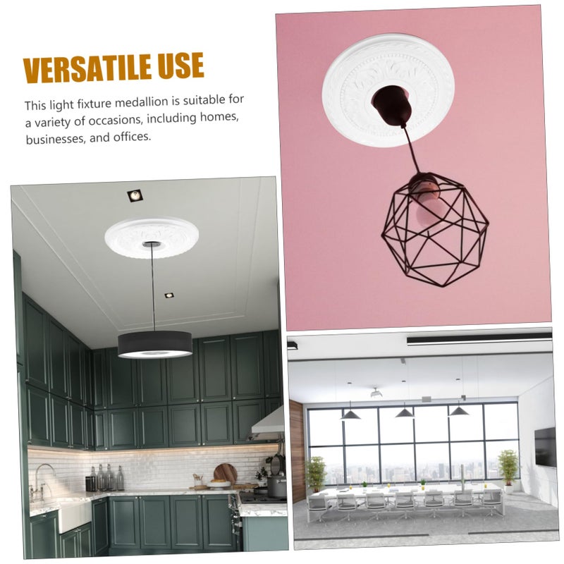 Traditional Round Ceiling Medallion Chandelier Base Easy Install Fixture PVC Material White - Image 3