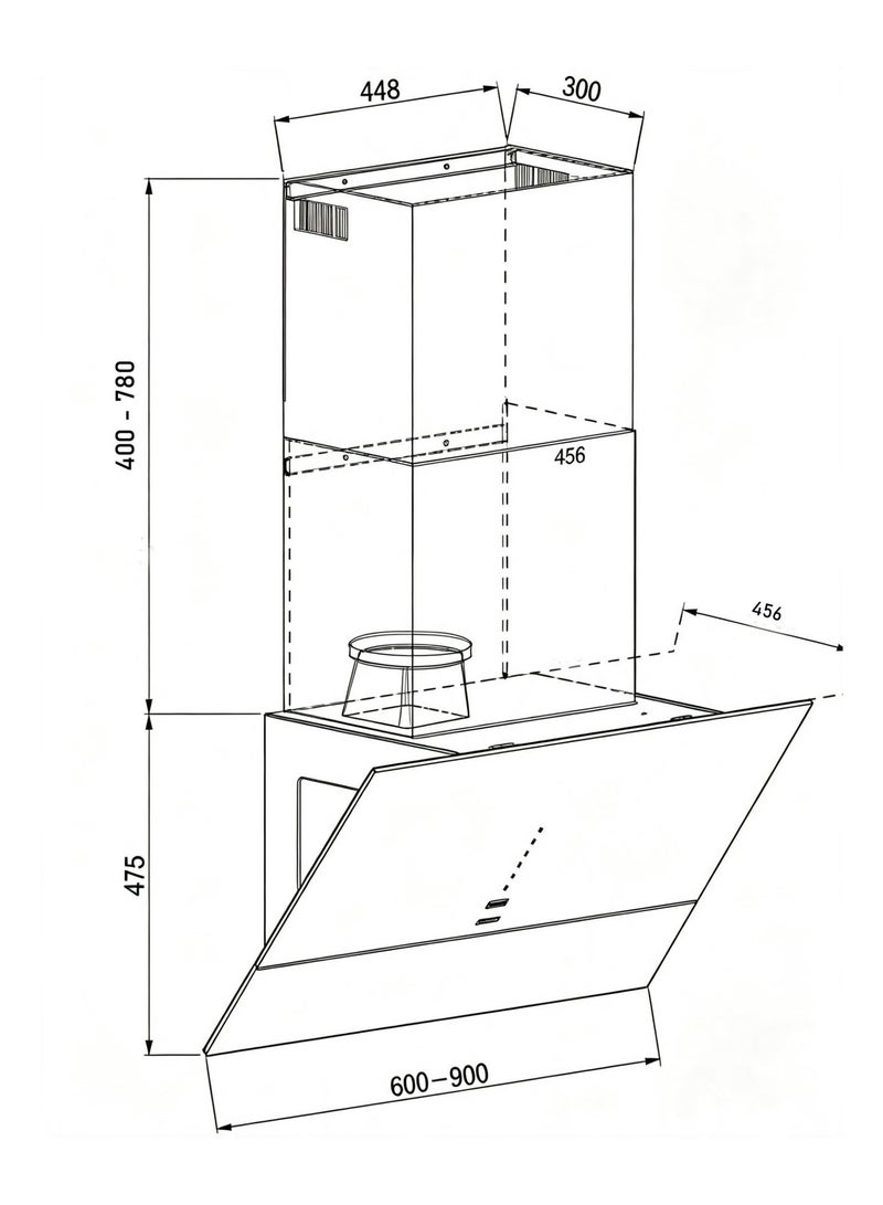CM VARIETY 90cm Wall-Mount Range Hood – Beige Hood with Touch Control, Hand Sensor & 1000 m³/h Suction Power - Image 2