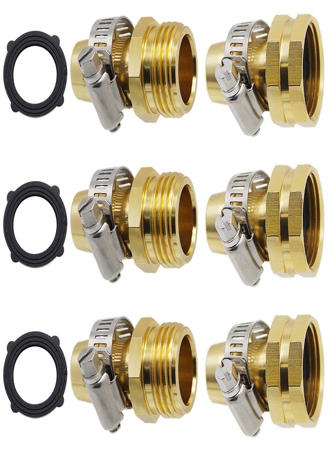Triumpeek Garden Hose Repair Connector with Clamps, Set of 3 Aluminum Water Hose End Replacement Fit for 3/4" and 5/8" Garden Hose Fittings - Image 1