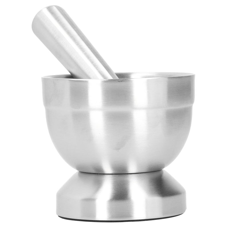 Mortar Pestle Set Stainless Steel Manual Garlic Press Grinder Crusher Kitchen AccessoryS - Image 1