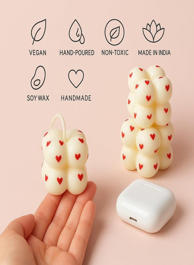 SERAAF Handmade Mini Bubble Heart Scented Candles| Aesthetic Room Decor, Pinterest Trending Gift, Desk & Study Table Decor, Birthday Return Gift for Girls (Pack of 6, Red Hearts) - Image 5