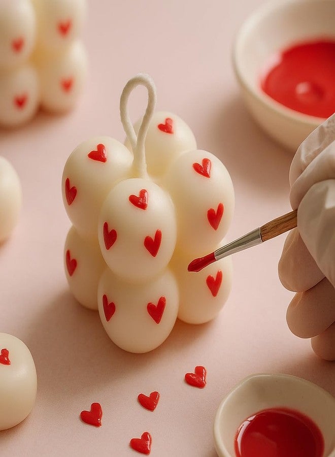 SERAAF Handmade Mini Bubble Heart Scented Candles| Aesthetic Room Decor, Pinterest Trending Gift, Desk & Study Table Decor, Birthday Return Gift for Girls (Pack of 6, Red Hearts) - Image 3
