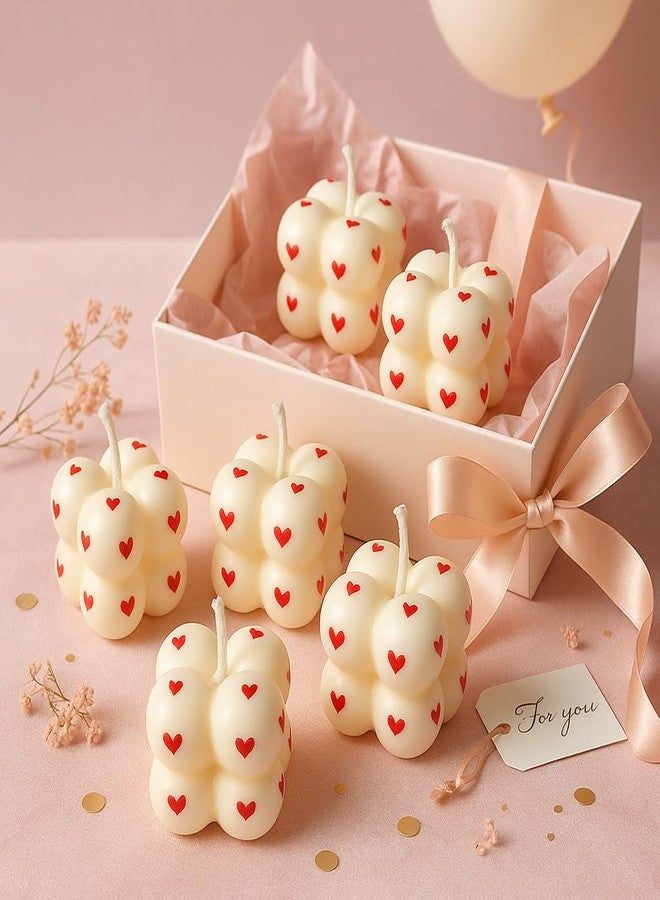SERAAF Handmade Mini Bubble Heart Scented Candles| Aesthetic Room Decor, Pinterest Trending Gift, Desk & Study Table Decor, Birthday Return Gift for Girls (Pack of 6, Red Hearts) - Image 1