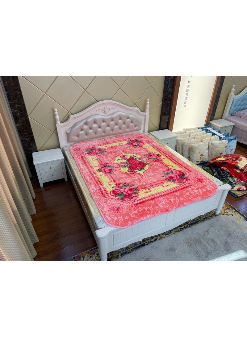STARGOLD 160x220cm Weighted Comfort Blanket Heavy 1 Ply Winter Throw Blanket for Single Bed, Embossed Wool Feel Bedding, SG-BL904