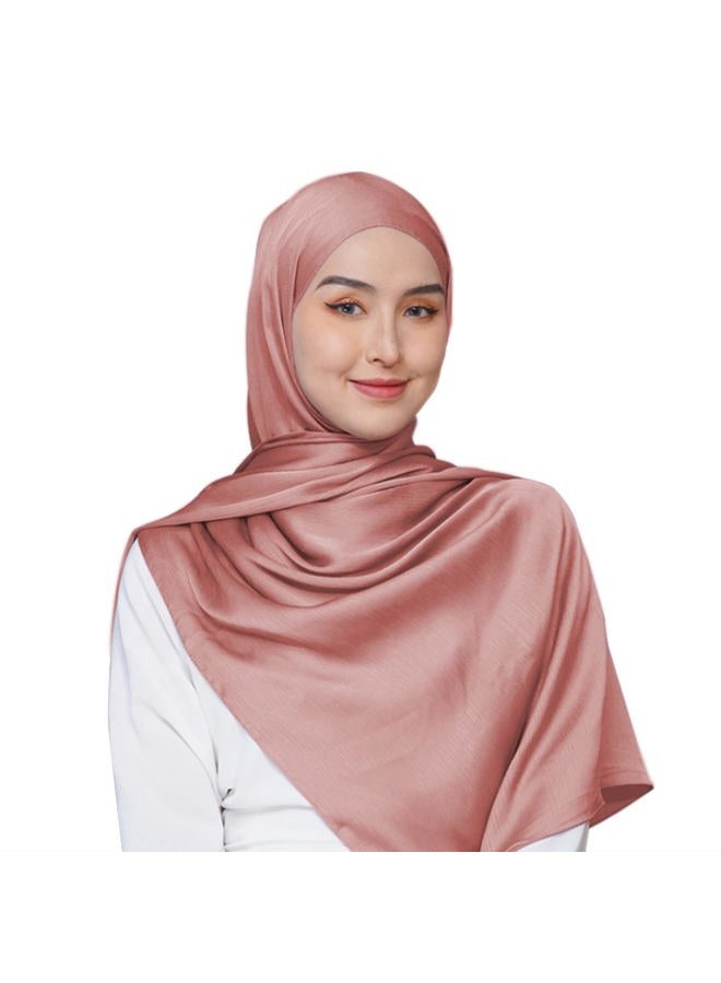 leomoste Women Satin Silky Pashmina Shawl Wrap Headscarf Turban Hijab Cap for Evening Dresses Bridal Party Special Occasion, Pink, One size - Image 1