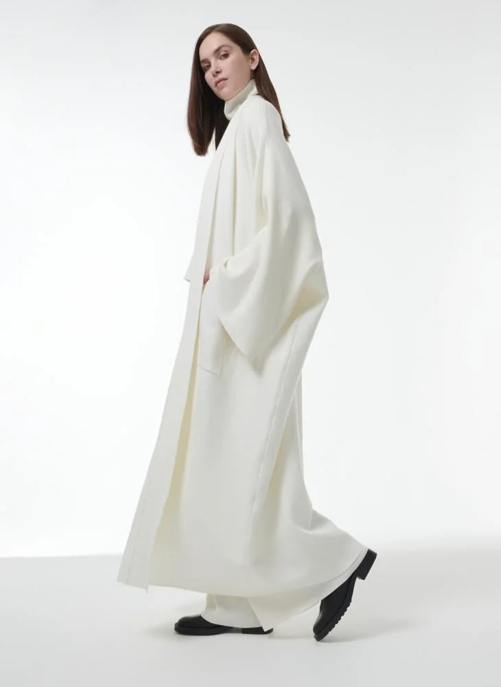 Leem Ribbed Detail Knitted Bisht