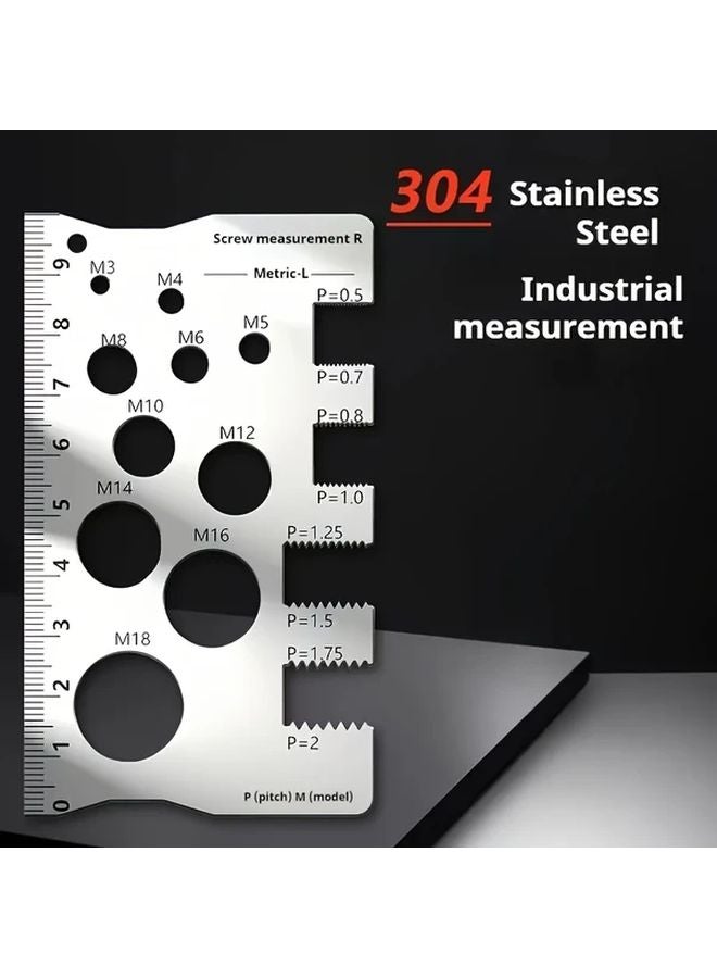 304 Stainless Steel Screw Bolt Measuring Gauge 1pc Silvery Thread Size Caliper 0 07mm - Image 3