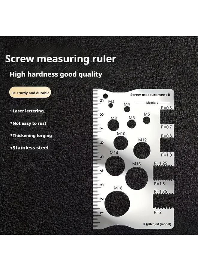 304 Stainless Steel Screw Bolt Measuring Gauge 1pc Silvery Thread Size Caliper 0 07mm - Image 4
