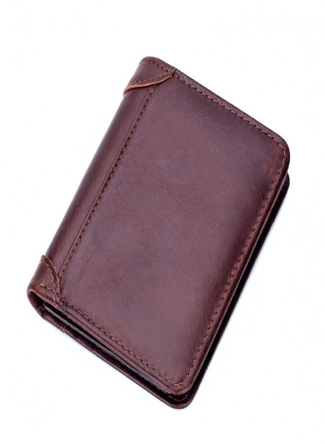بول كابتن محفظة رجالية كبيرة الحجم من الجلد الطبيعي، ثنائية الطي، مزودة بتقنية حجب RFID، حامل بطاقات ائتمان بتصميم كلاسيكي - Image 1