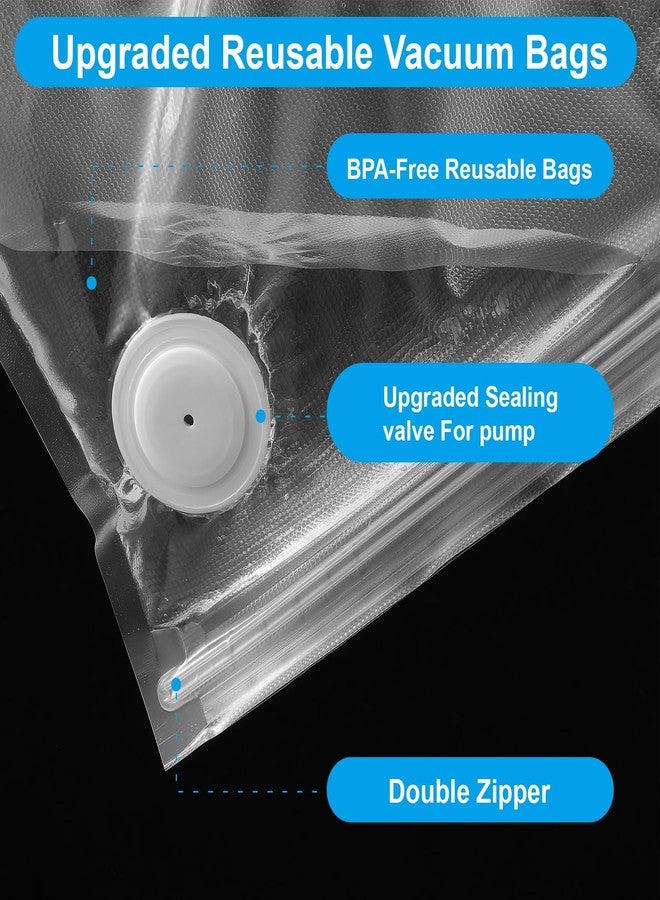 AojSup 40 Pcs Vacuum Sealer Bags for Food with Air Valve, Reusable Sous Vide Bags (20 Large+20 Small) - Image 3