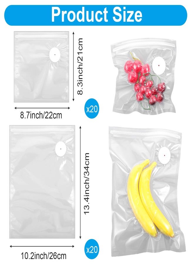 AojSup 40 Pcs Vacuum Sealer Bags for Food with Air Valve, Reusable Sous Vide Bags (20 Large+20 Small) - Image 2