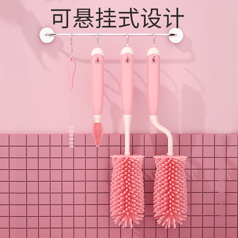Rotatable Baby Bottle Brush 3 Piece Set Nipple Brush Straw Baby Washing Bottle Baby Special Cleaning Brush Suit - Image 4