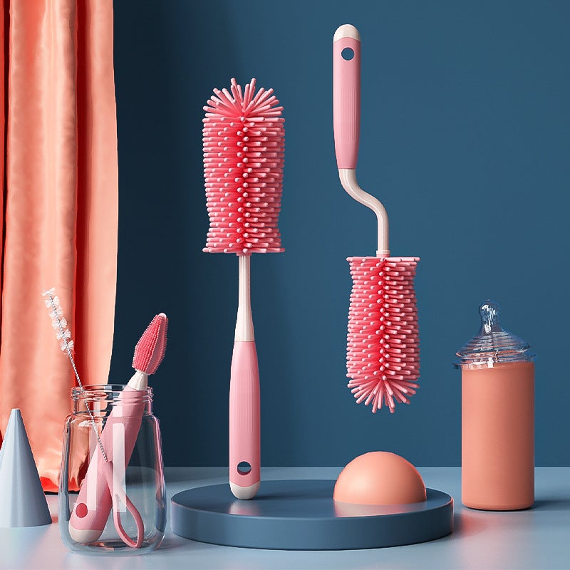 Rotatable Baby Bottle Brush 3 Piece Set Nipple Brush Straw Baby Washing Bottle Baby Special Cleaning Brush Suit - Image 2