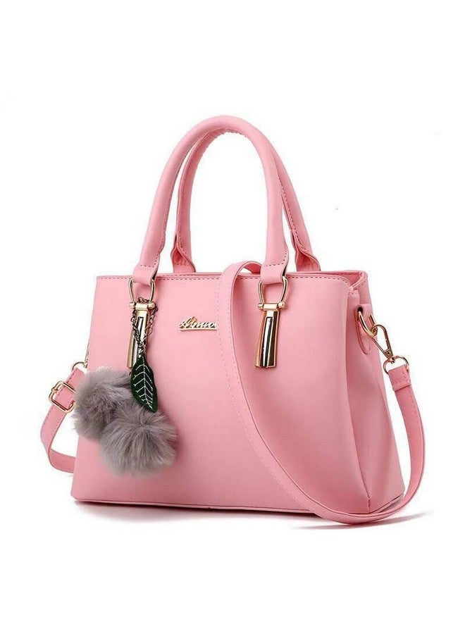 Dreubea Women's Leather Handbag Tote Shoulder Bag Crossbody Purse (Pink)
