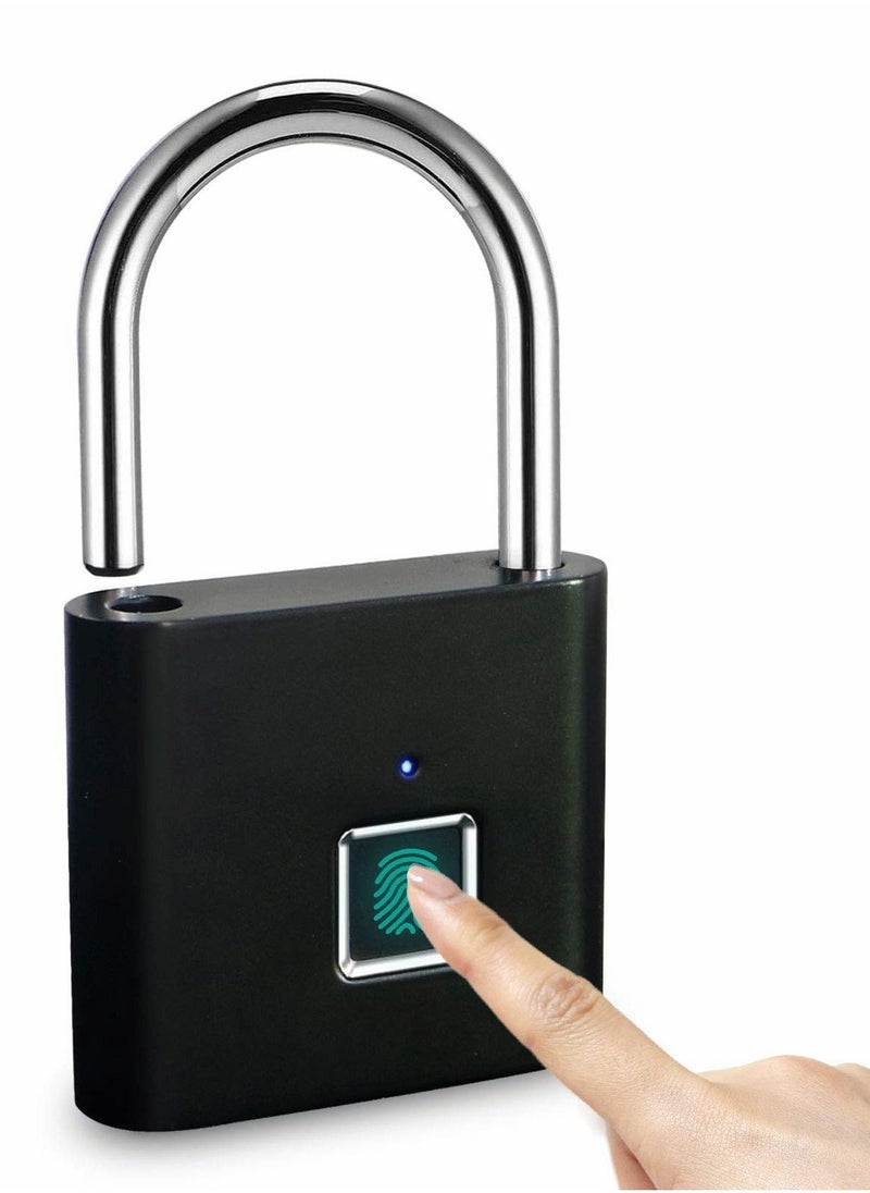 Fingerprint Padlock, Locker Lock, Smart Pad Waterproof Small Portable with USB Charging for, Luggage, Gym , Suitcas, School, Bike  - Image 1
