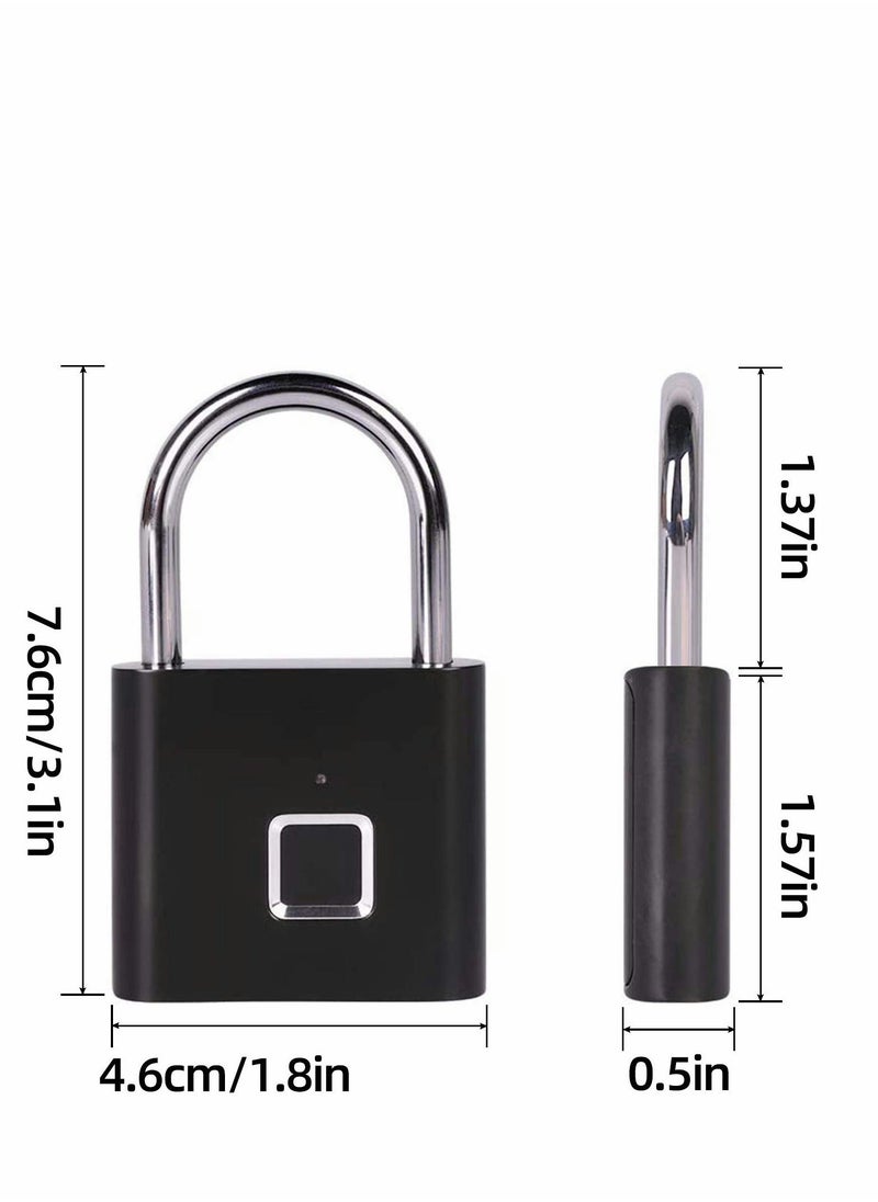 Fingerprint Padlock, Locker Lock, Smart Pad Waterproof Small Portable with USB Charging for, Luggage, Gym , Suitcas, School, Bike  - Image 4