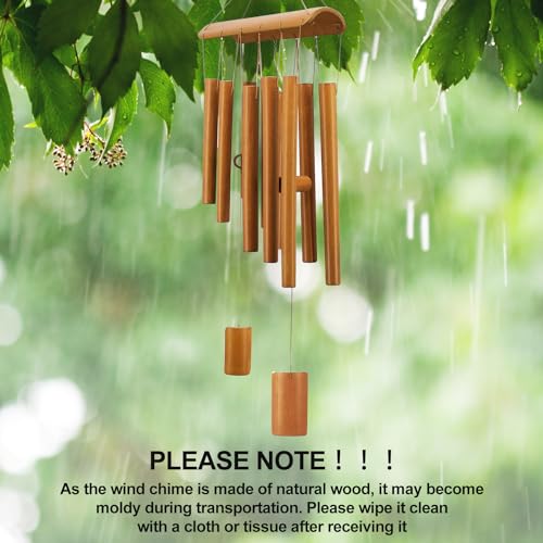 Virekm Windchimes Outdoors Memorial Wind Chimes Bamboo Wind Chimes for Outside Clearance Deep Tone for Patio Garden Home Dcor Natural Beautiful Sound - Image 3