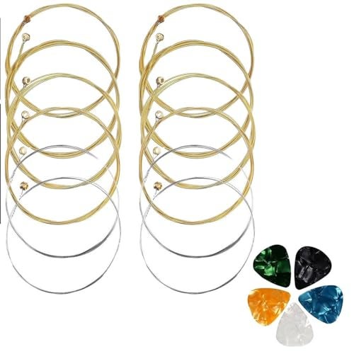 IMAGINEA Acoustic Guitar String Set with 5 picks | Stainless Steel Replacement Strings | Guitar Accessories (Pack of 2) - Image 1