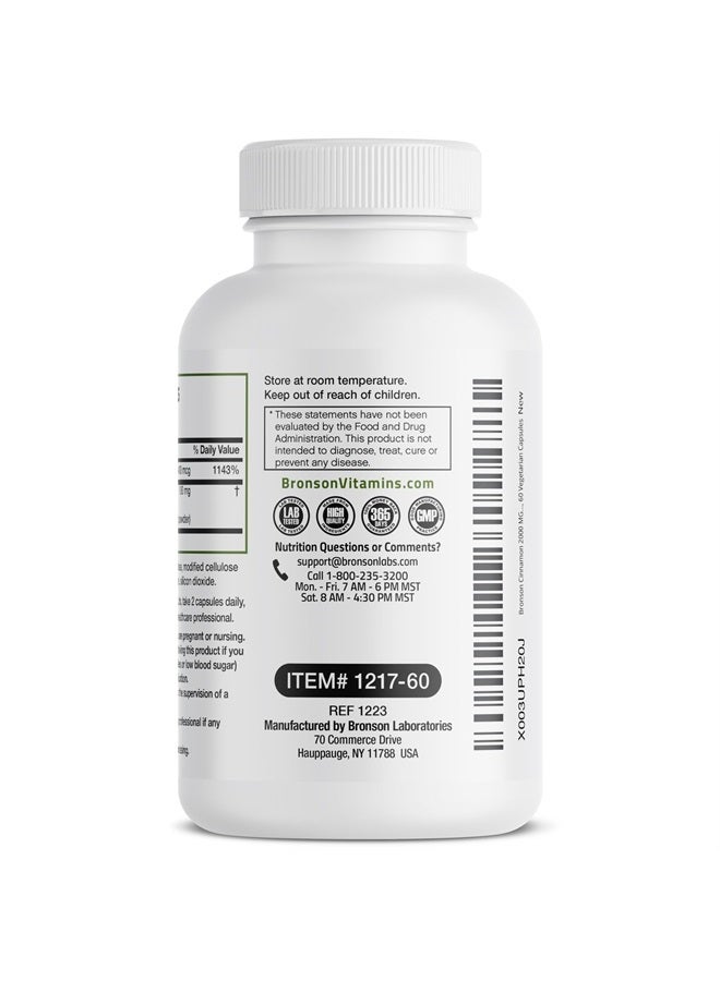 Cinnamon Plus Chromium Picolinate Supplement, High Potency Chromium, Non-GMO, 60 Vegetarian Capsules